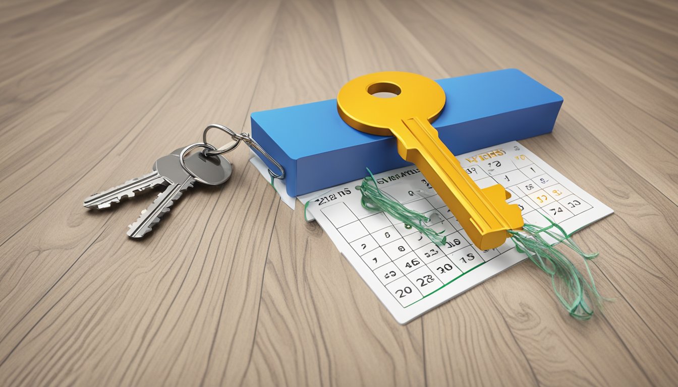 A pair of keys being dragged across a sample of SPC flooring, showing no scratches. A calendar with "20+ years" highlighted