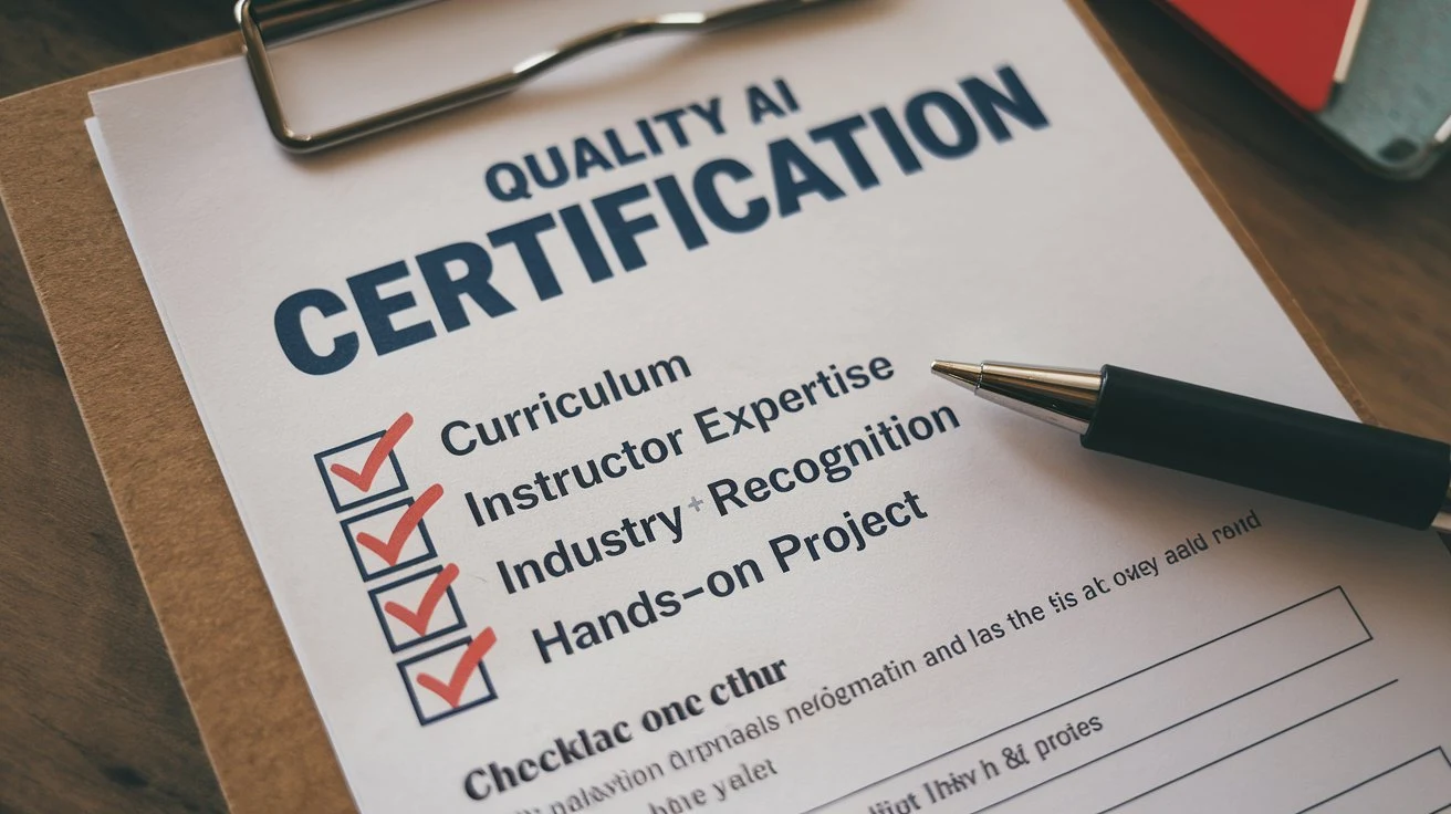 Criteria for evaluating quality AI certification programs, including curriculum and industry recognition