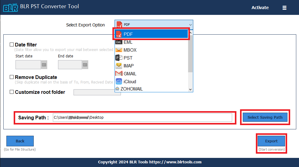 select-file-format-for-pst-em-pdf-file-conversion