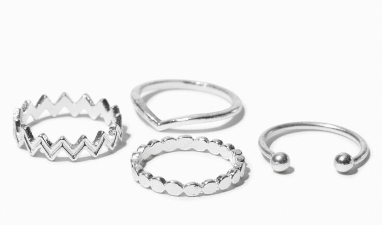 Silver-tone Zig Zag Midi Rings - 4 Pack £3.00  £6.00 (50% Off)