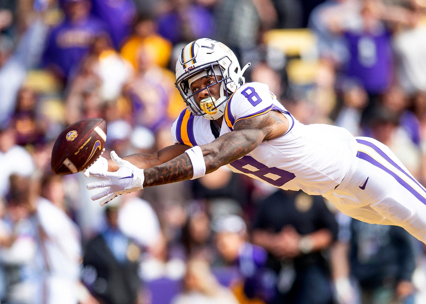 Patriots went to LSU to see a QB, but a receiver put on a show for them too