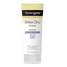 Neutrogena Sheer Zinc Dry-Touch Mineral Sunscreen SPF 50 for lightweight, effective sun protection