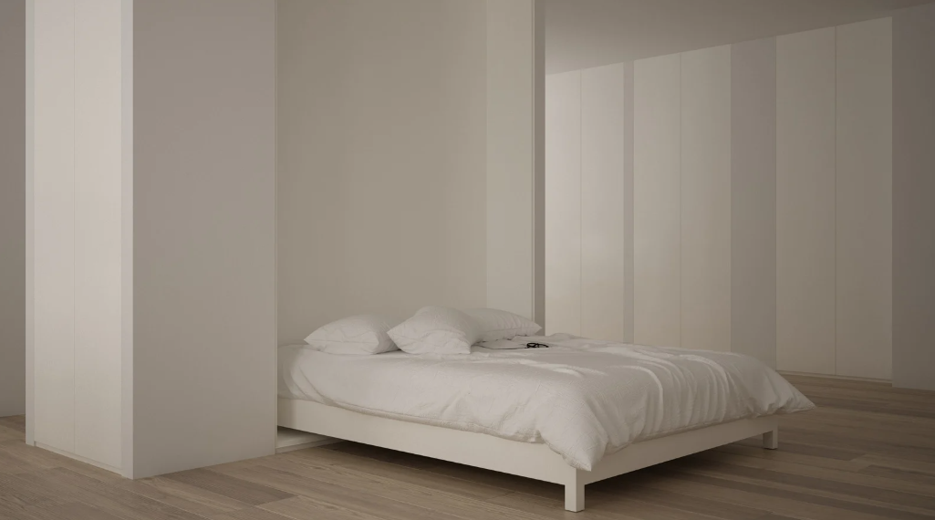 White foldable cabinet bed