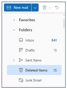 selected the deleted folder in outlook web app