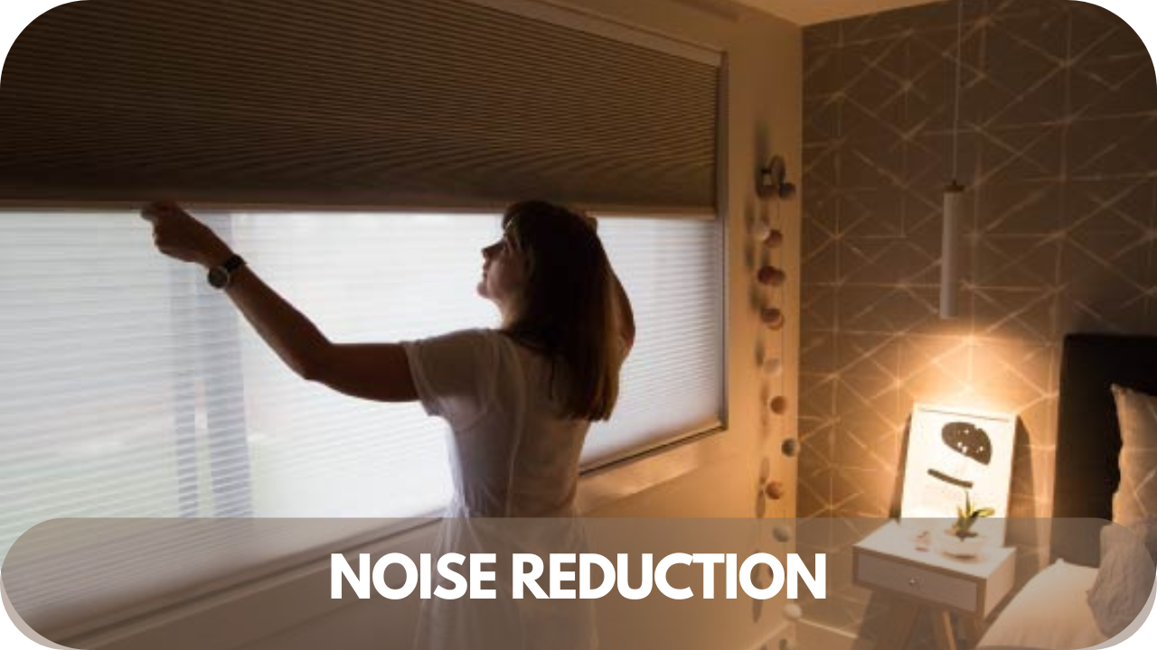 Noise control with sheer curtains and sunscreen blinds