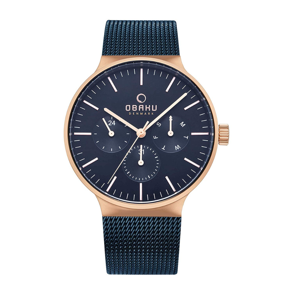 Obaku Denmark MOS Ocean Analogue Blue Round Dial Men's Watch - V229GMVLML showcasing minimalist style