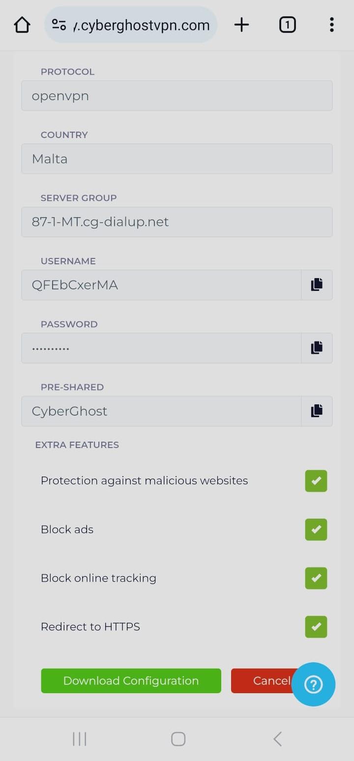 CyberGhost VPN's OpenVPN protocol.