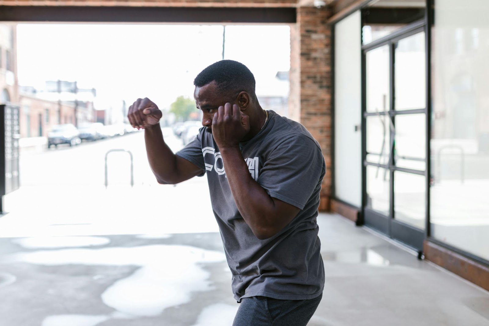 A man practicing how to punch