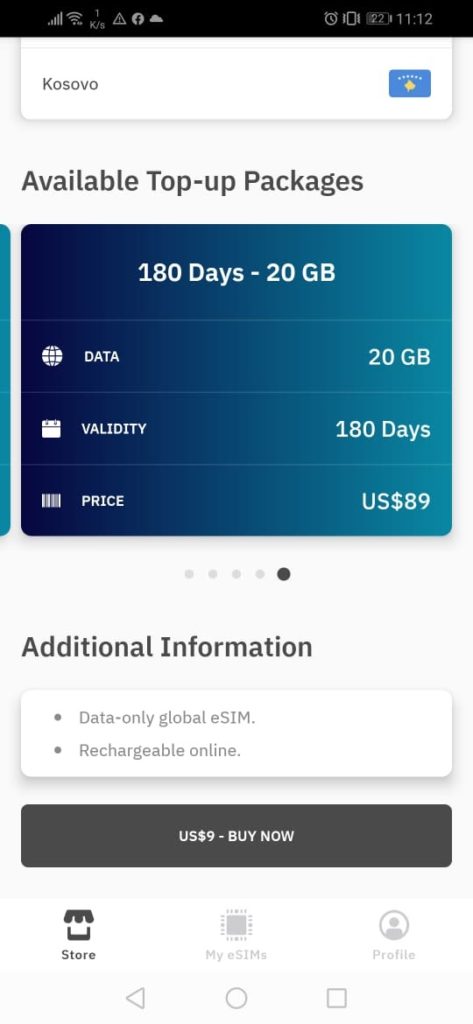 esim global de airalo en la app