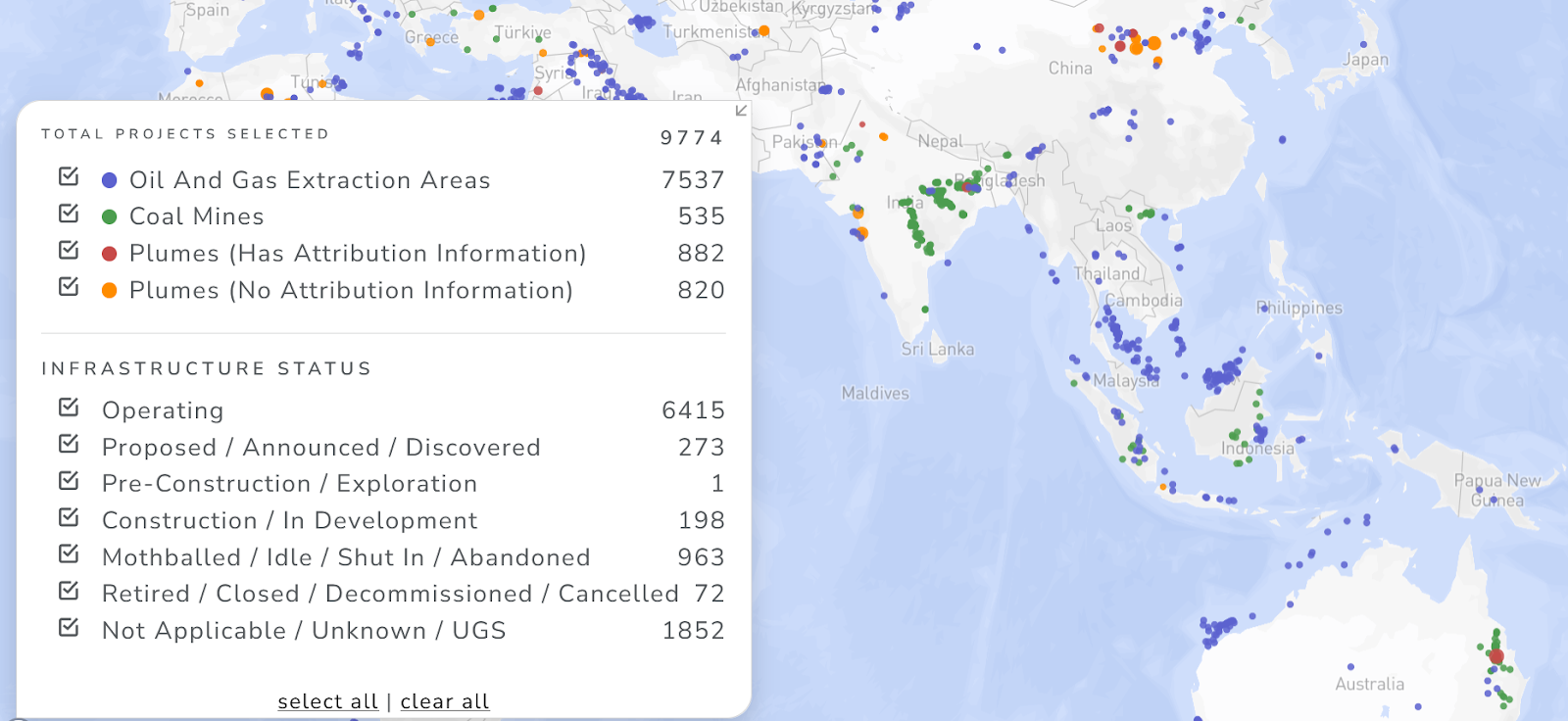 Global Methane Emission Tracker From Energy Sector, Source: Global Energy Monitor