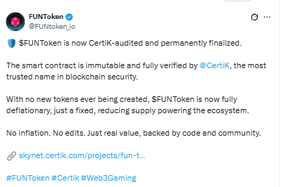 FUNToken ने पास किया CertiK ऑडिट, क्या होंगे बदलाव 