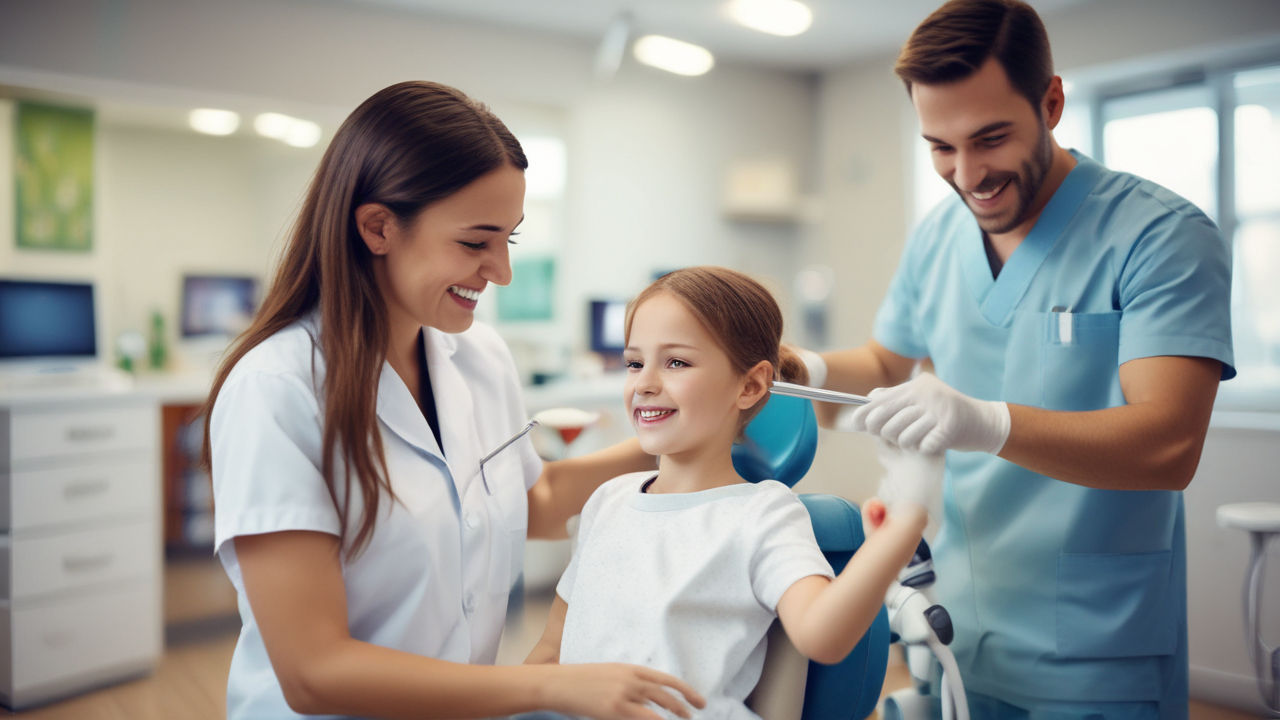 Pediatric dentist with child patient