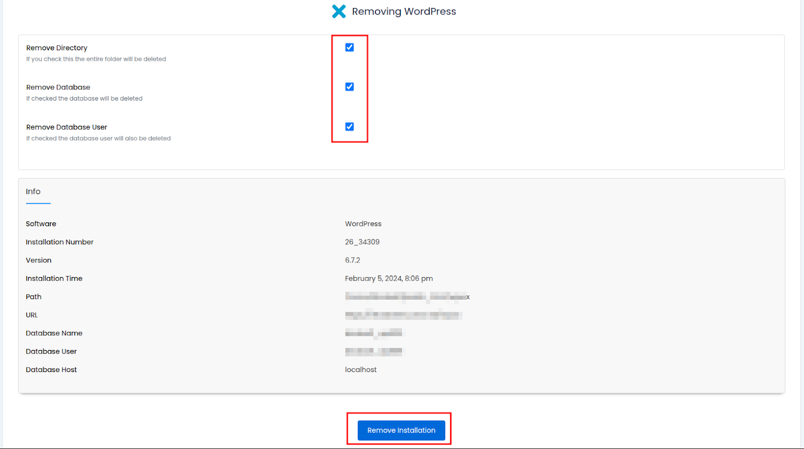 Uninstall WordPress via Softaculous (IDwebhost)