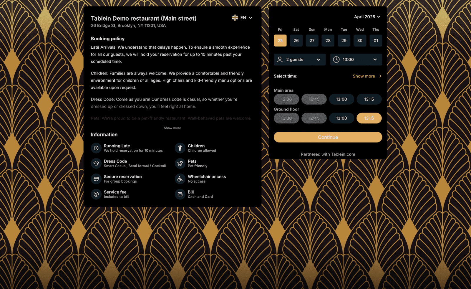 Tablein dashboard