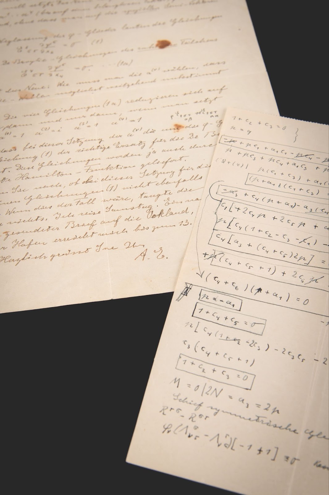 Handwritten letter by Albert Einstein to his mathematician assistant Walther Mayer, nicknamed 'Einstein's calculator,' demonstrating their method of collaboration and revealing Einstein's working process.