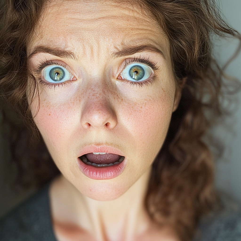 A close up of a shocked woman | Source: Midjourney