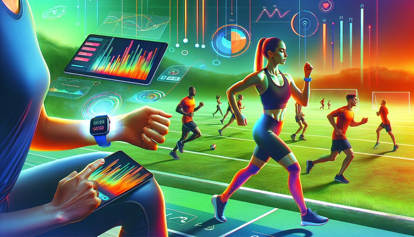 An illustration depicting digital technologies enhancing sports training.