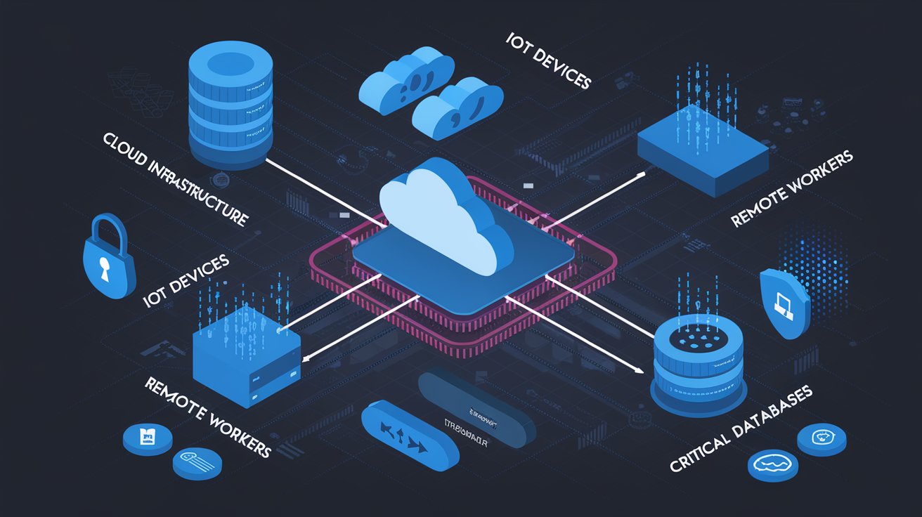 A comprehensive diagram showing key components of a Zero Trust Architecture.