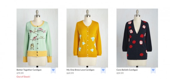 example of one of three products being out of stock, suggesting that you'd better buy the other one you want now.