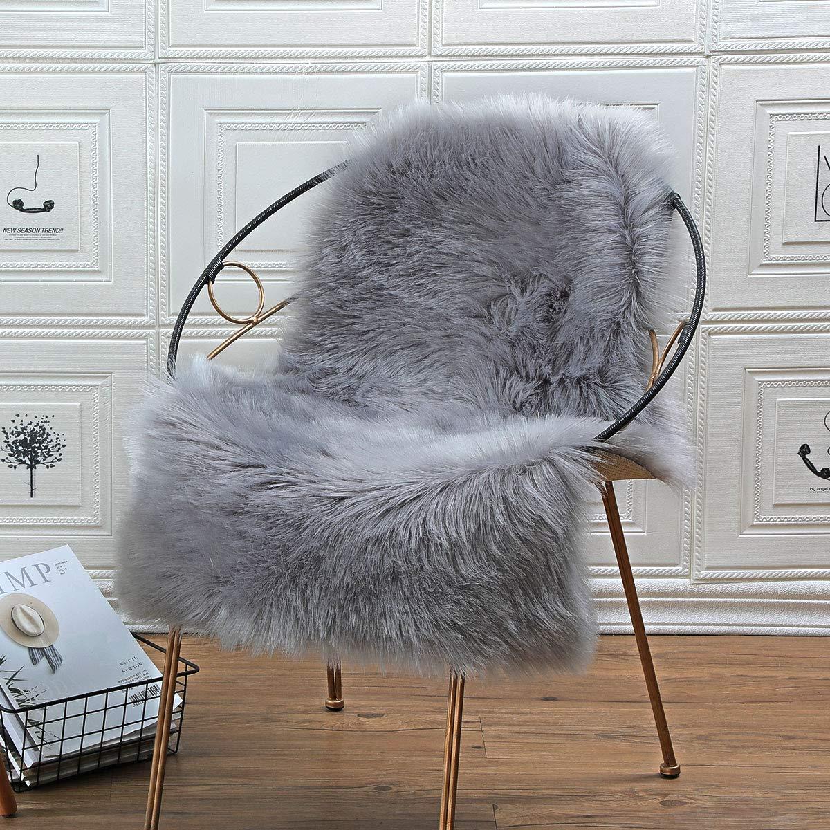 Amazon.com: HLZHOU Soft Faux Fur Rug White Sheepskin Chair Cover Seat Pad  Shaggy Area Rugs for Bedroom Sofa Living Room Floor (Gray, 2.5x4 Feet) :  Home & Kitchen