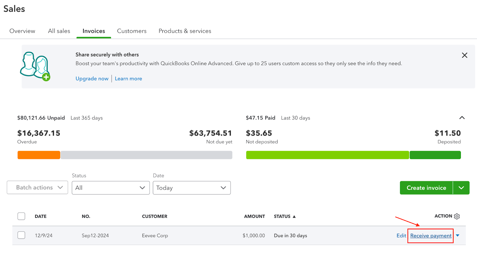 Marking an Invoice paid when payment is sent to your bank account by Helcim step 1