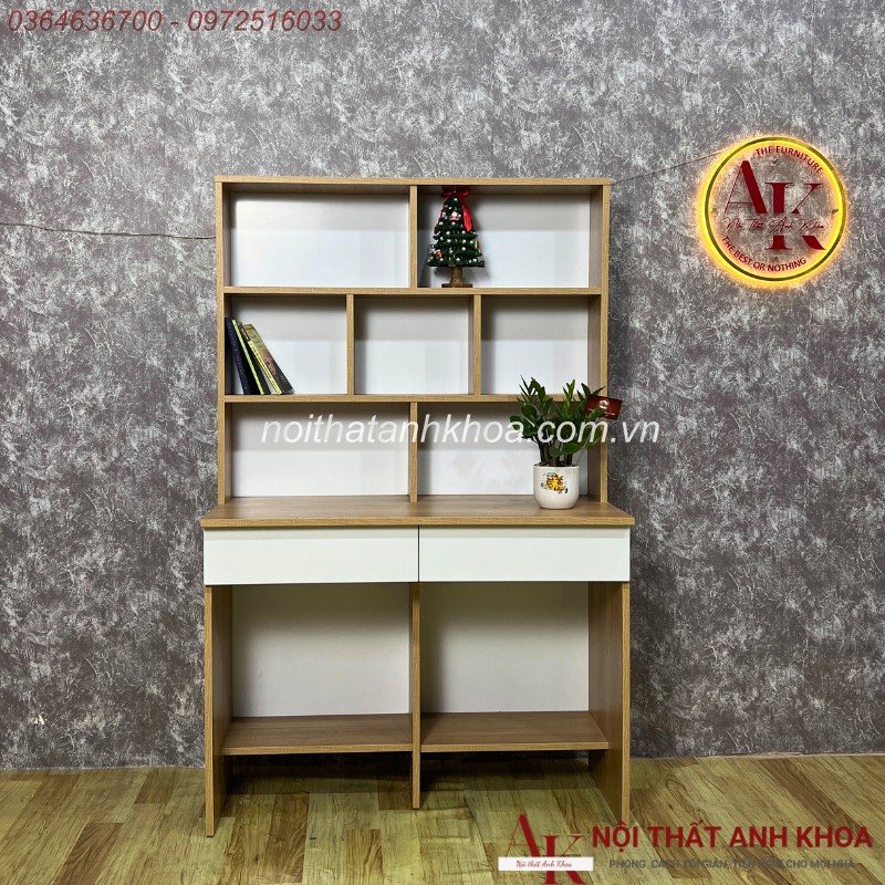 Bàn Học Sinh Gỗ MDF Thiết Kế Đẹp Kèm Kệ Sách Tiện Lợi