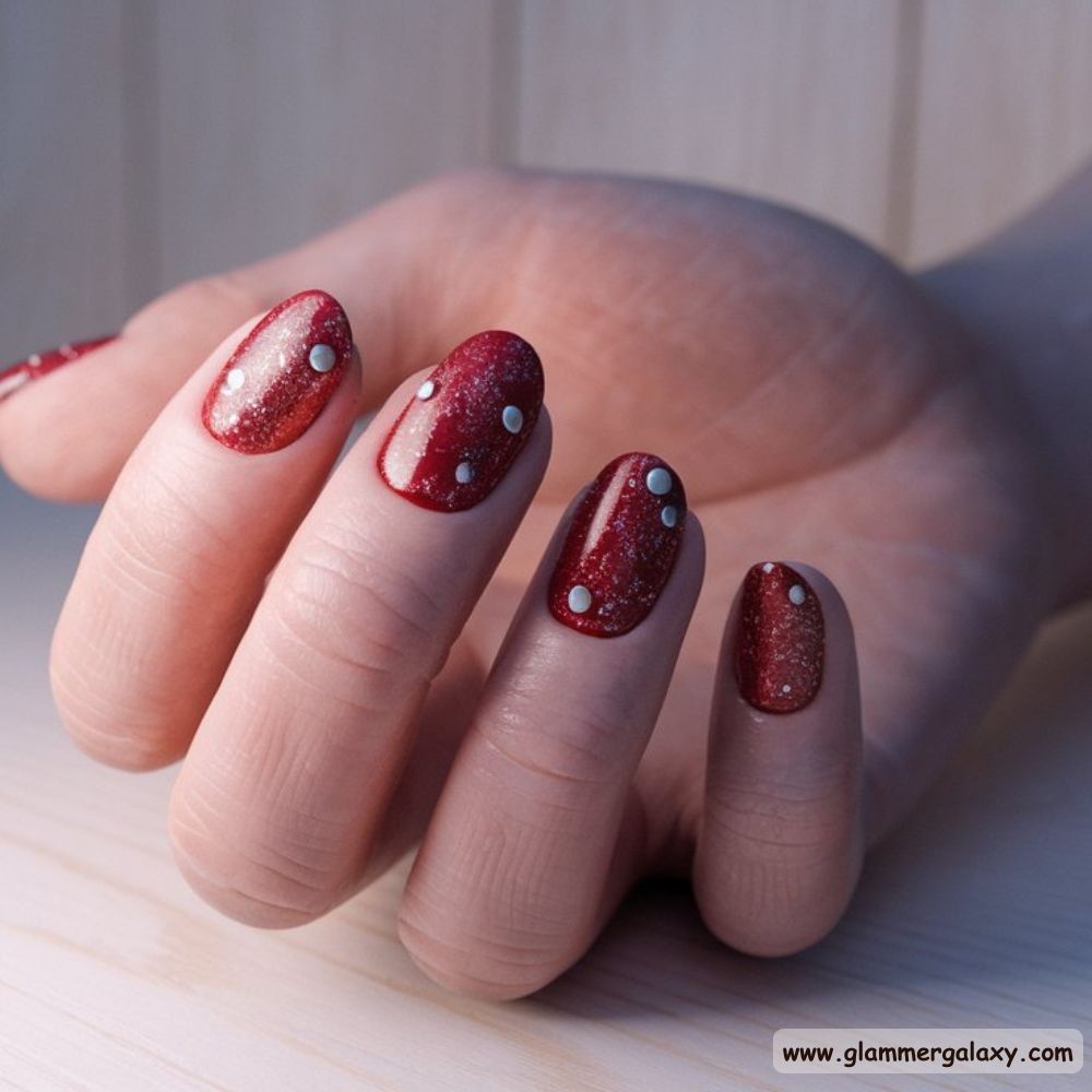 Red Summer Nails having Crimson Sparkle