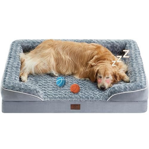 WNPETHOME Dog Beds for Large Dogs, Washable Dog Bed, Bolster Dog Sofa Bed with Waterproof Lining & Non-Skid Bottom, Orthopedic Egg Foam Dog Couch for Pet Sleeping, Pet Bed for Large Dogs