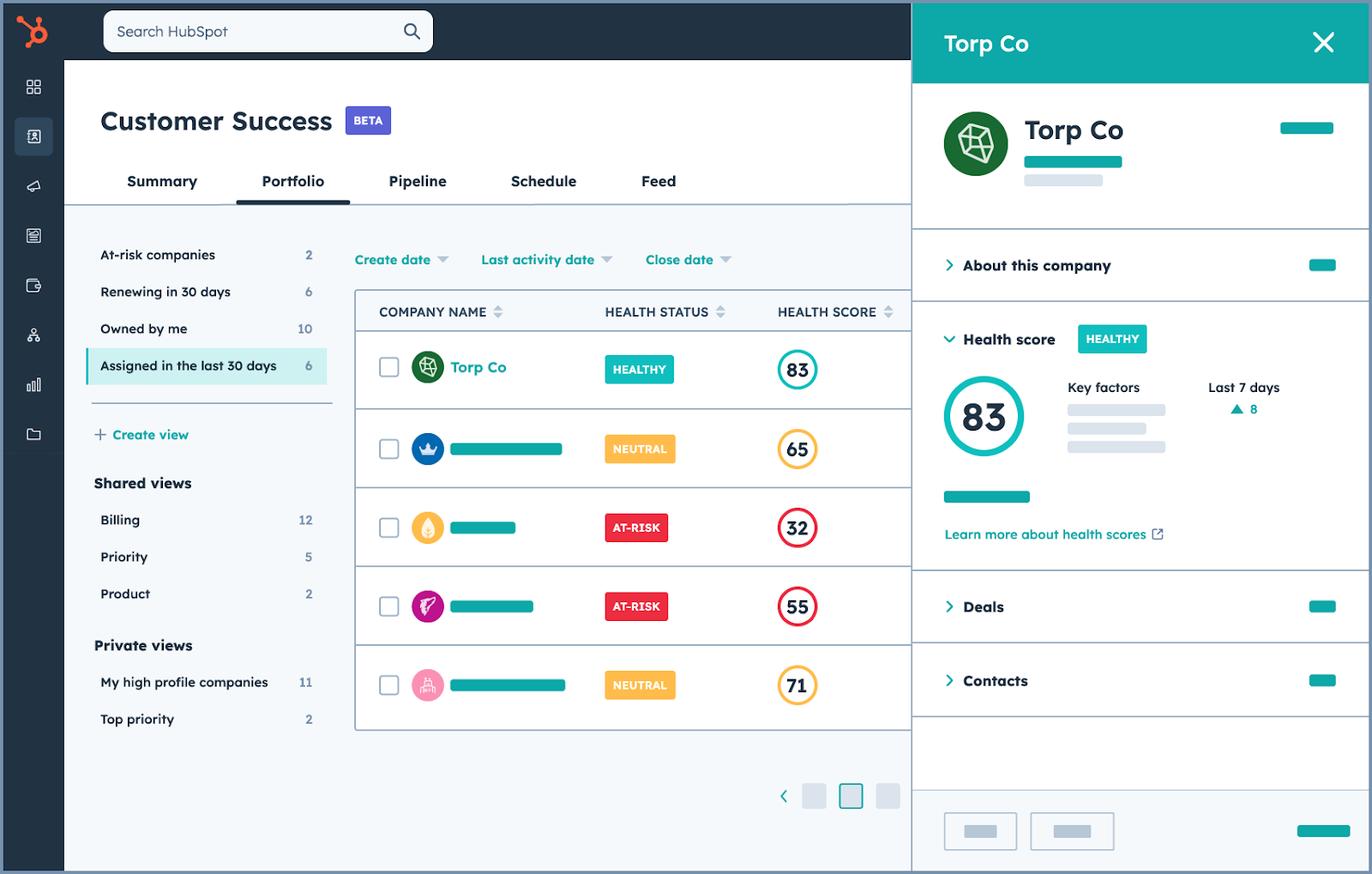 HubSpot Customer Success workspace