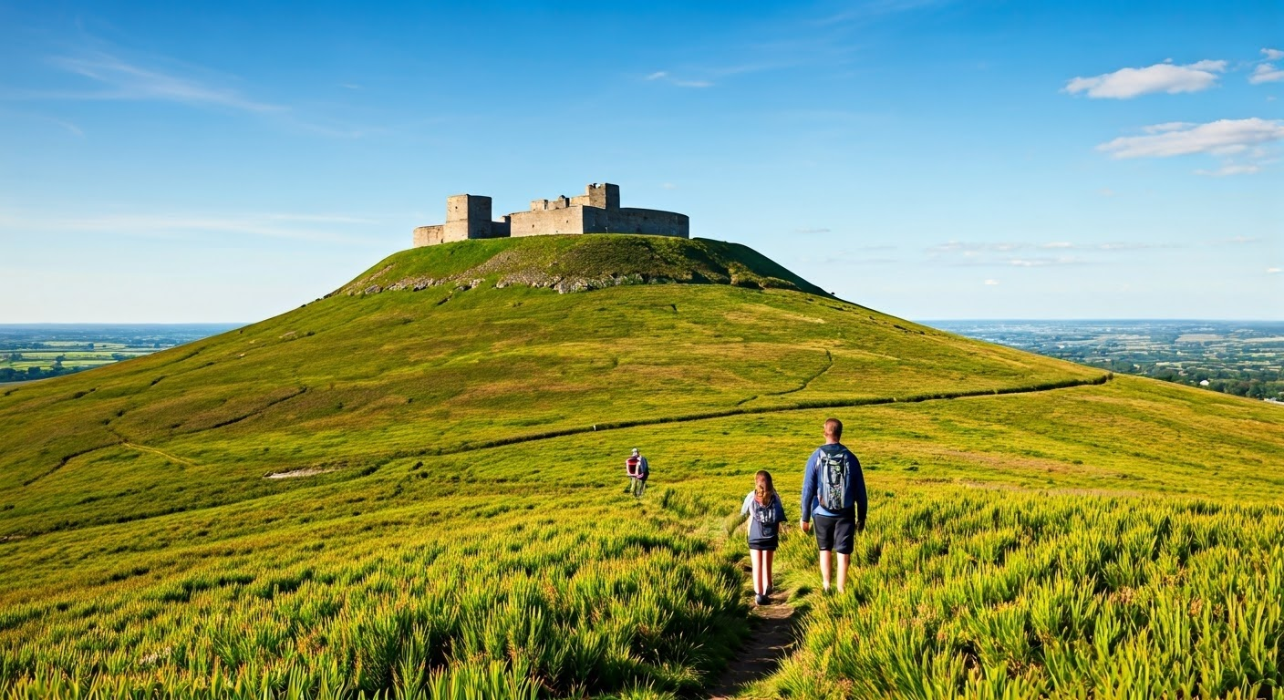 Family hiking at Castle Hill