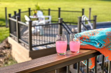 best trex decking accessories to complete your outdoor living space transcend cocktail railing with glasses custom built michigan