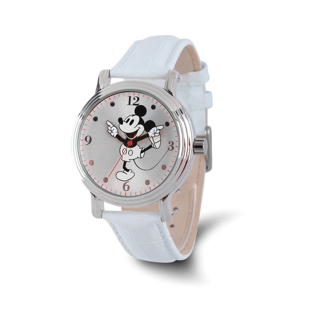 Stylish Walt Disney Mickey Mouse Watch with Moving Arms – White Strap - 38mm Size