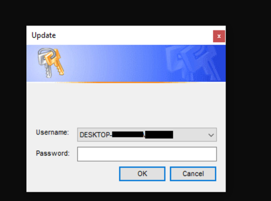 Credential harvesting prompt displayed to the user