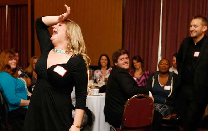 A murder mystery dinner is a fun team building activity to do in San Francisco.