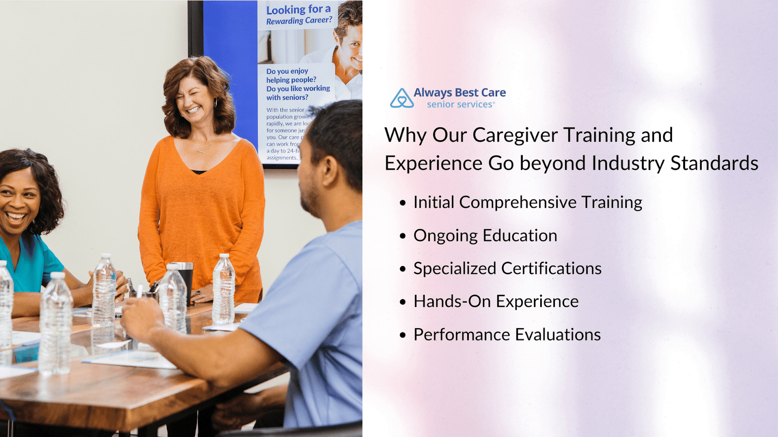 This infographic details why the Always Best Care caregiver training and experience go beyond industry standars