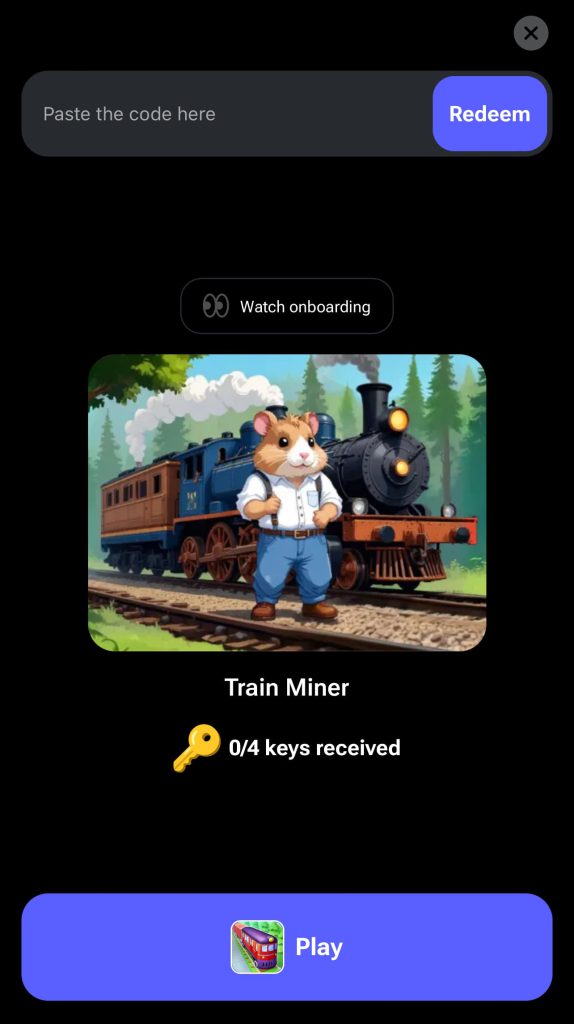 کلید بازی قطار ماینر Train Miner همستر کامبت