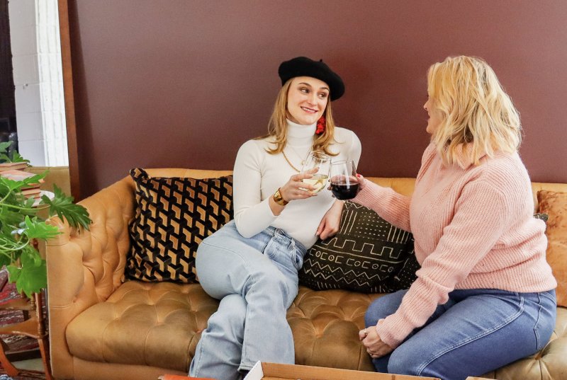 two women drinking wine at The Infinite Monkey Theorem in Denver