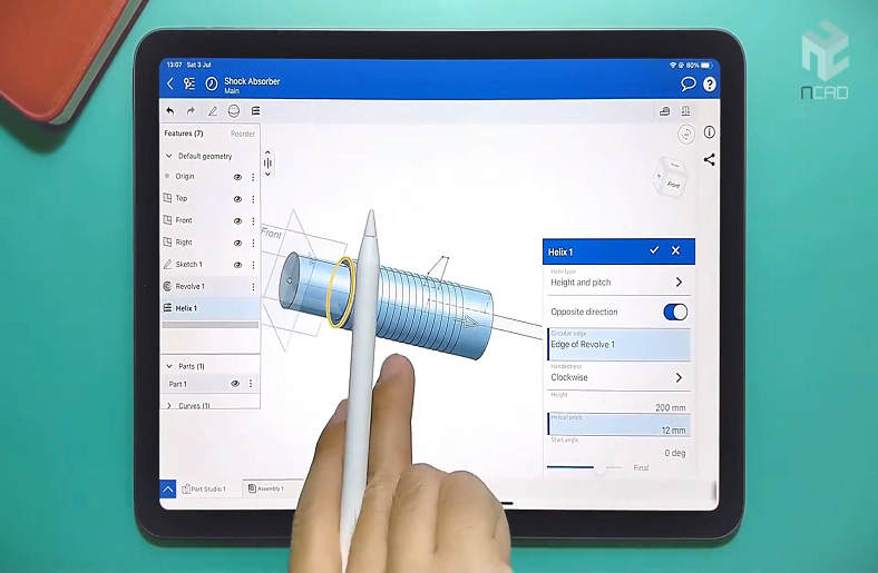 design a 3D model on a tablet.






