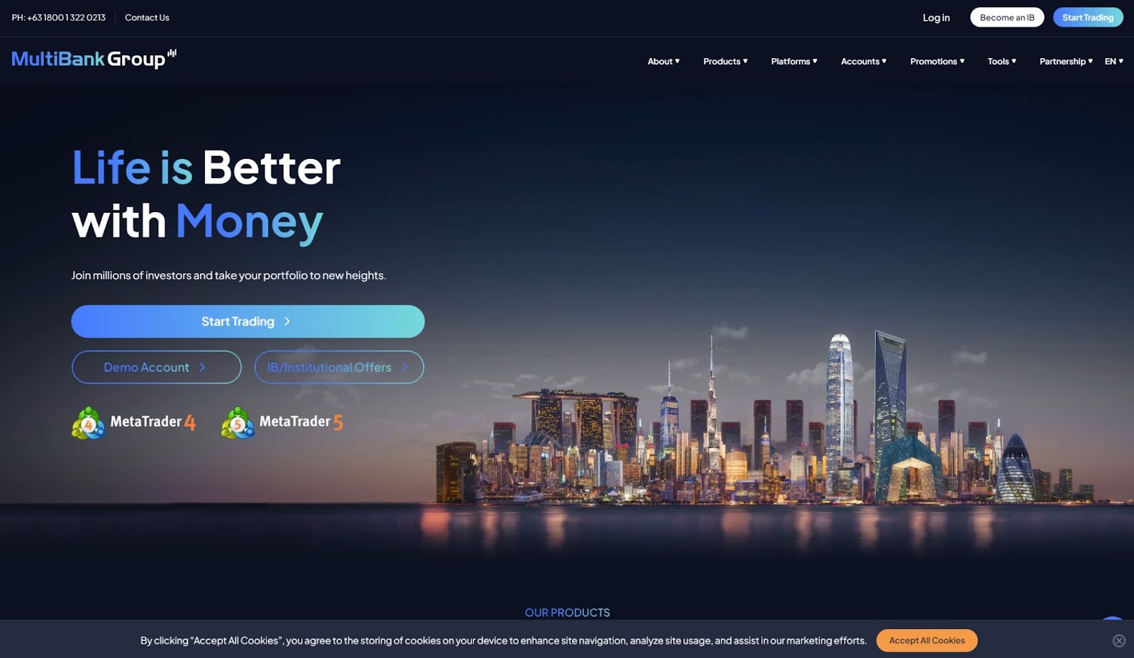 Screenshot of MultiBank Group website