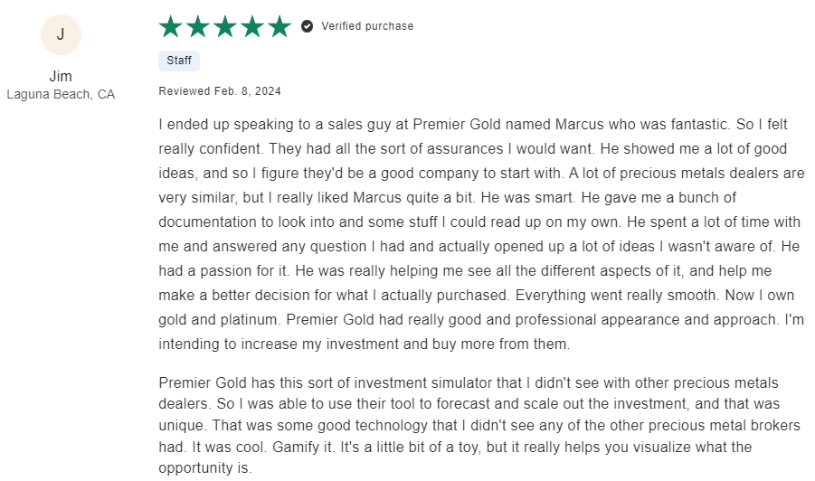 review 1 of Premier Gold