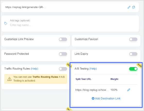 Preview of Replug's A/B testing dashboard