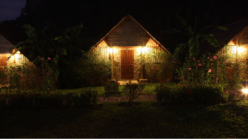 traditional lighting outside a bricked house