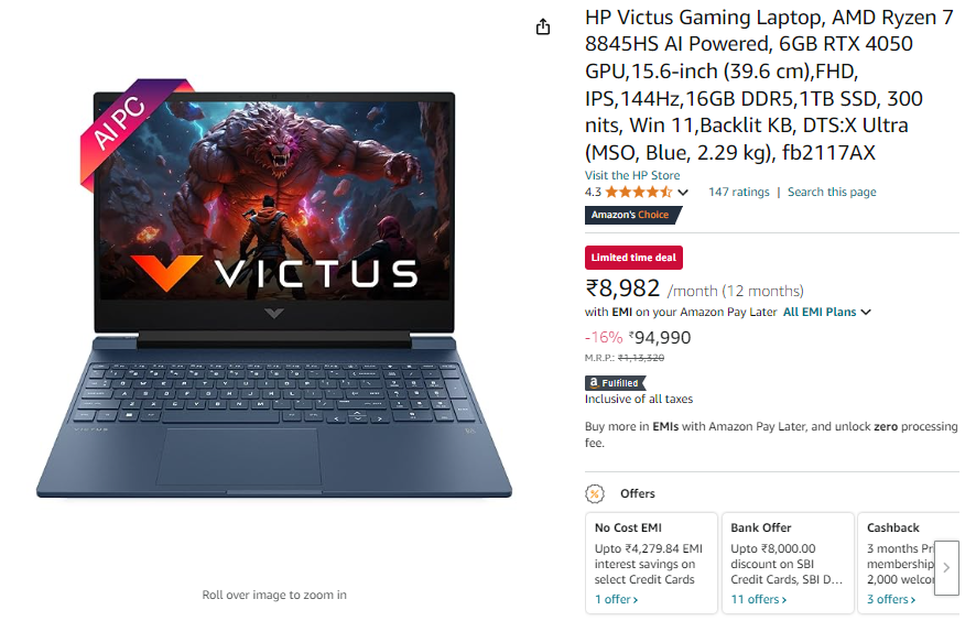 Best Gaming Laptops Under 1 lakh in 2024