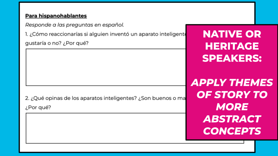 reading comprehension in spanish- differentiated output