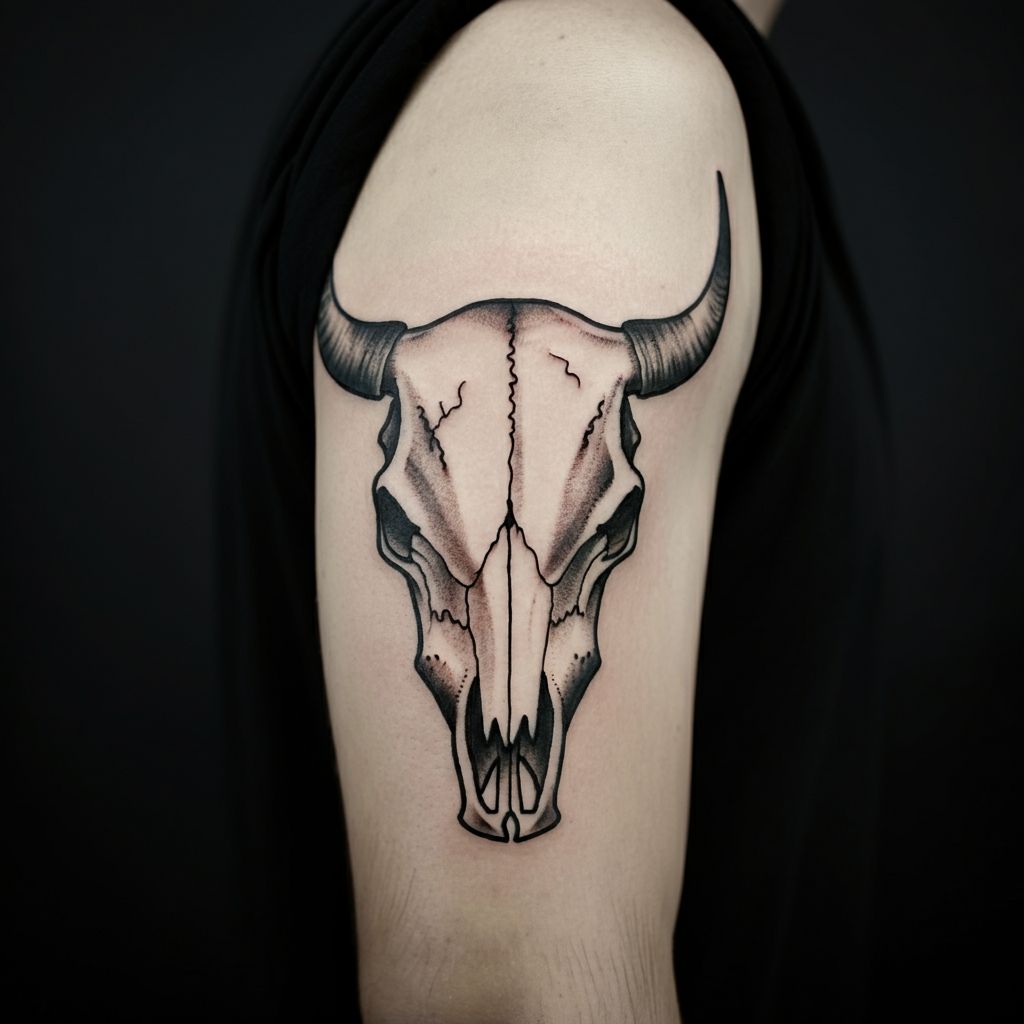 Cow Skull Tattoo on arm
