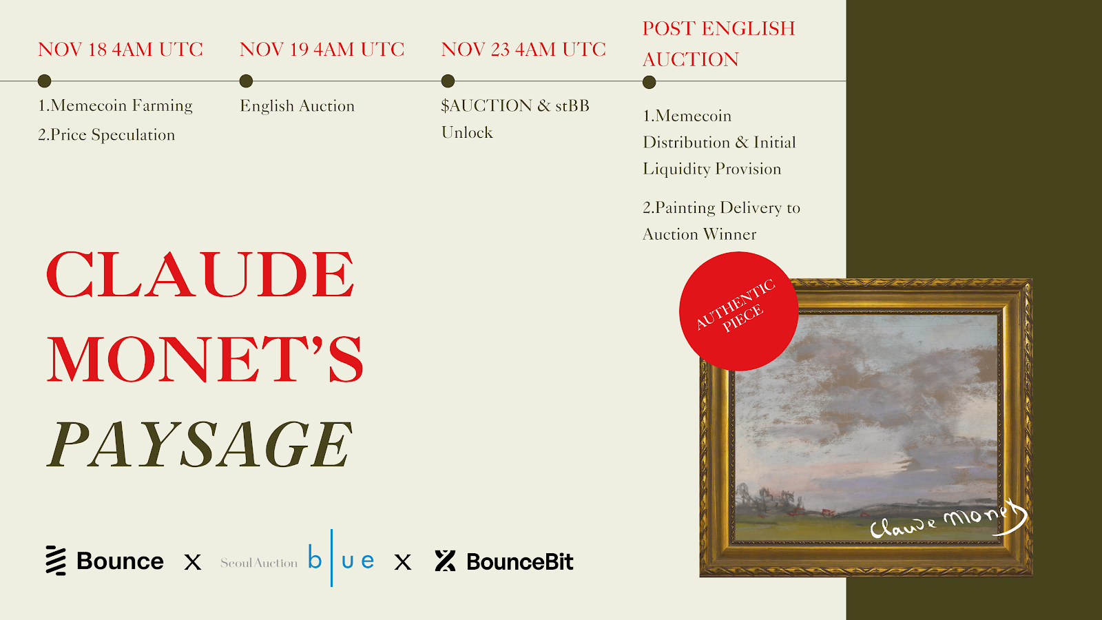 Bounce Brand Partners with SeoulAuction Blue and BounceBit to Present the First On-Chain Auction of Claude Monet’s Paysage