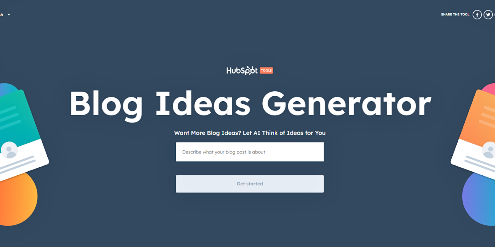 Interface of HubSpot’s Blog Ideas Generator, providing blog title suggestions to support content creation.