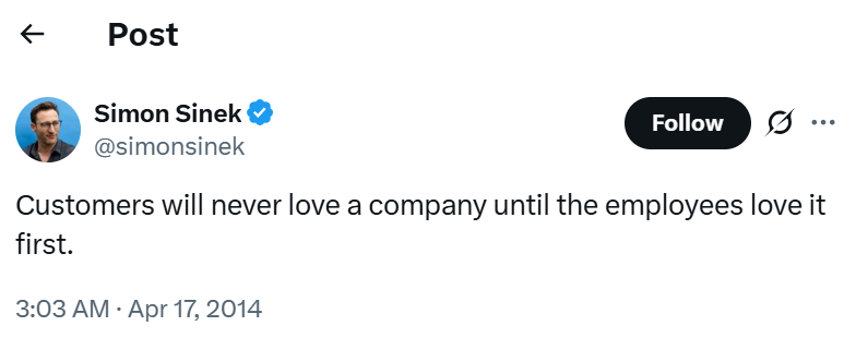 Tweet shared by Simon Sinek
