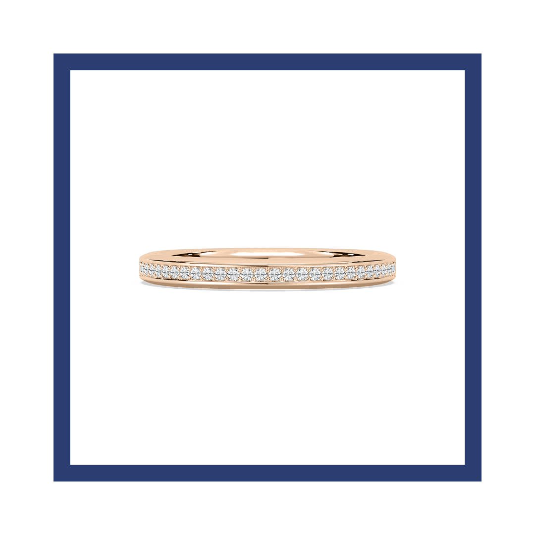 14KT Rose Gold Diamond Wedding Band for Wife.