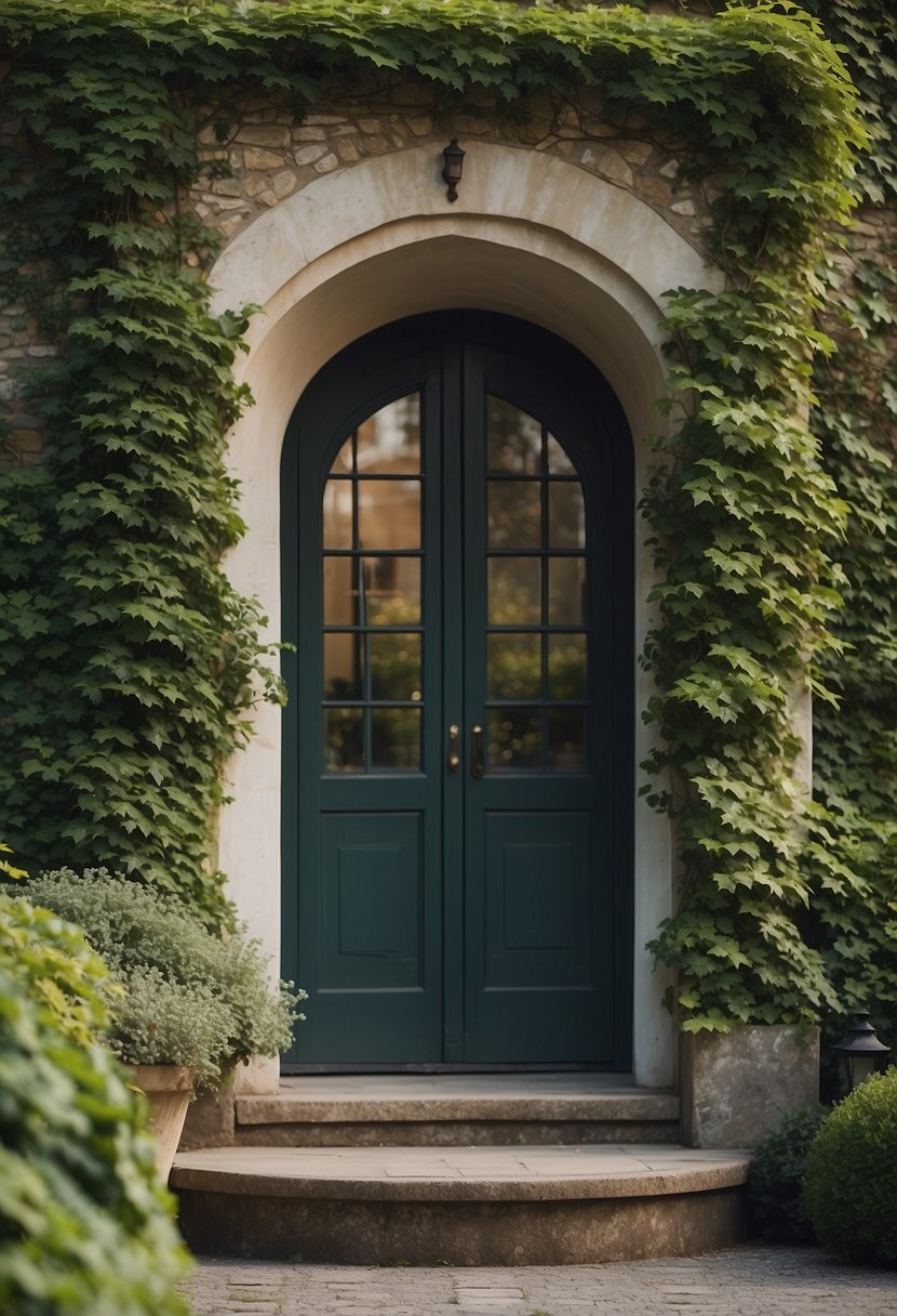 An old house with ivy-covered walls surrounded by a lush garden and a winding path leading up to the front door